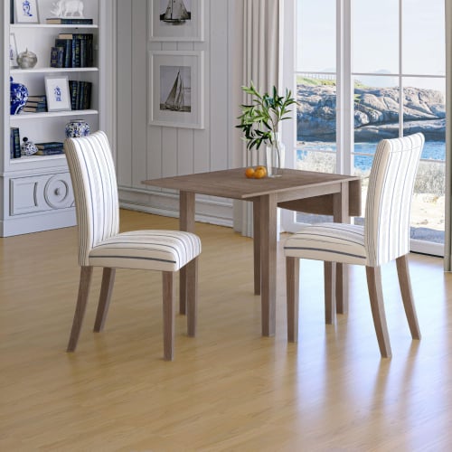 Eastern Tides 3 Piece Dining Set in Brushed Bisque & Fabric